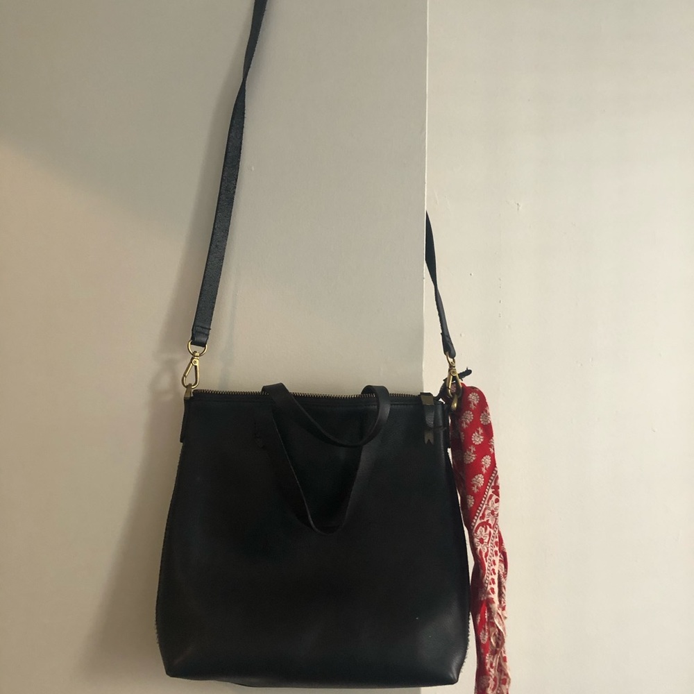 Madewell mini transport tote with bandanna charm
